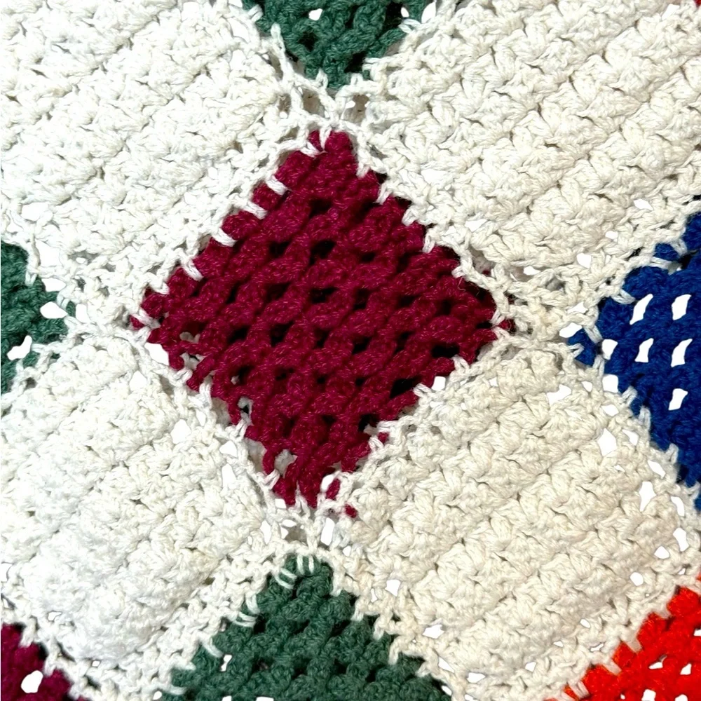 Girls Crochet Knit Crop Tank Top Multicolor Ramie Cotton